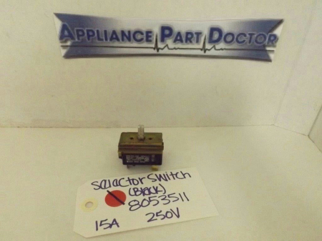 WHIRLPOOL STOVE 8053511 SELECTOR SWITCH 15A 250V (BLACK) USED WHIRLPOOL STOVE 8053511 SELECTOR SWITCH 15A 250V (BLACK) USED